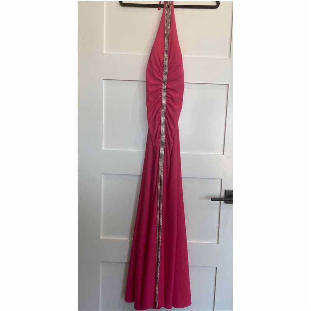 CACHE Pink Rhinestone Chain Dress